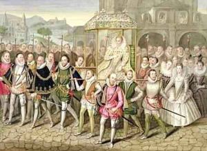 Queen Elizabeth I in procession with her Courtiers from Memoirs of the Court of Queen Elizabeth by Sarah Countess of Essex
