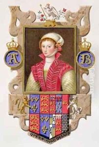 Portrait of Anne Boleyn 2nd Queen of Henry VIII from Memoirs of the Court of Queen Elizabeth