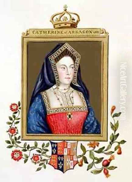 Portrait of Catherine of Aragon 1st Queen of Henry VIII from Memoirs of the Court of Queen Elizabeth - view 1