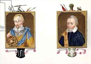 Double portrait of Sir Humphrey Gilbert and Sir Richard Grenville from Memoirs of the Court of Queen Elizabeth