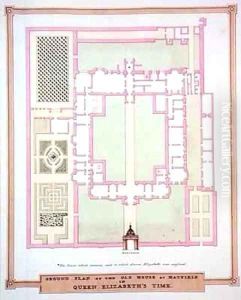 Ground Plan of the Old House at Hatfield in Queen Elizabeth's Time from Memoirs of the Court of Queen Elizabeth