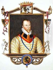 Portrait of Ambrose Dudley 1st Earl of Warwick from Memoirs of the Court of Queen Elizabeth