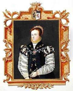 Portrait of Anne Russell Countess of Warwick from Memoirs of the Court of Queen Elizabeth