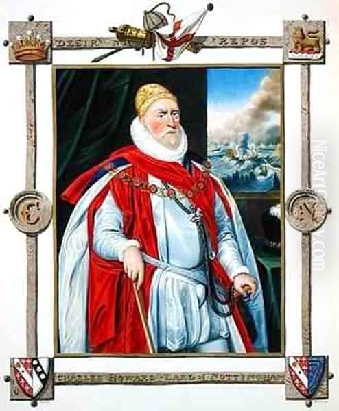Portrait of Charles Howard 1536-1624 2nd Baron of Effingham and 1st Earl of Nottingham from Memoirs of the Court of Queen Elizabeth - view 1