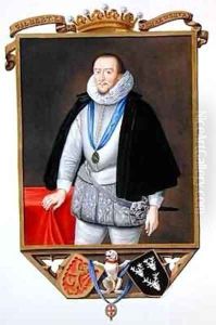 Portrait of Gilbert Talbot 7th Earl of Shrewsbury from Memoirs of the Court of Queen Elizabeth