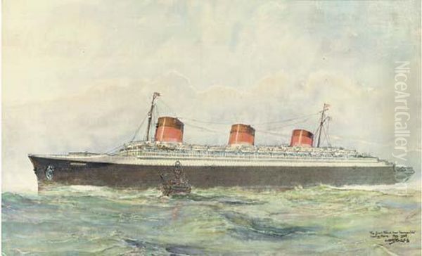 The S.s. Normandie Leaving Le Havre - view 1
