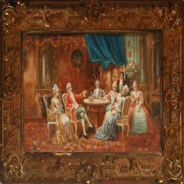 Rococointerior With Persons Arround A Table - view 1