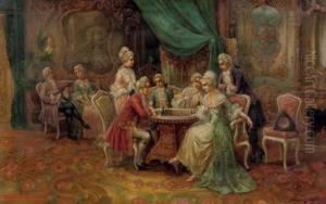 A Game Of Chess In A Rococo Interior