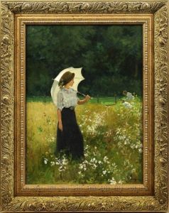 Madchen Auf Einer Blumenwiese by Hermann Seeger