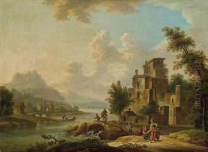 Flusslandschaft Mit Staffage