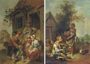 A Boy Musician With A Washer Girl by Joseph Conrad Seekatz