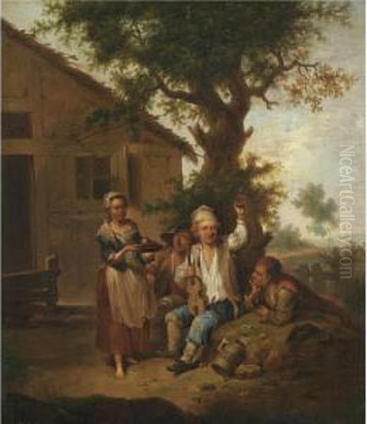 Peasants Drinking And Making Music Before An Inn - view 1