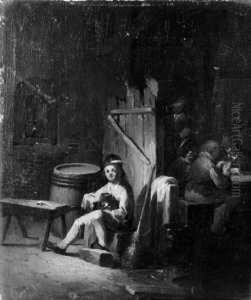 Wirtshausinterieur Mit Trinkenden Bauern. by Joseph Conrad Seekatz