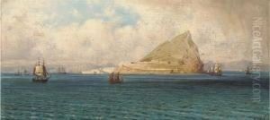 Vessels Rounding The Rock Of Gibraltar by Gottfried Seelos
