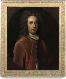 Portrait Of Sir John Jacob 
(d.1740), Half-length, In A Burgundy Coat And A Breastplate, In A 
Feigned Oval