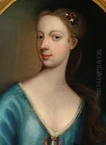 Portrait Of A Young Lady, Head And Shoulders, Wearing Blue Dress