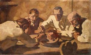 Die Mahlzeit (Erste Fassung) by Albin Egger-Lienz
