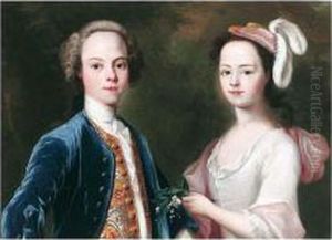 Portrait Of A Brother And Sister by Enoch Seeman