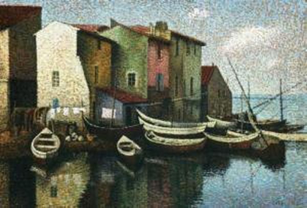 Moored Boats And Village 1943 - view 1