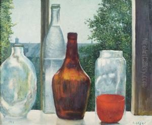 Bottles On A Window Ledge by Arthur Segal
