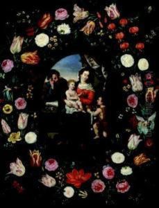 Sacra Famiglia Con San Giovannino Entro Ghirlanda Di Fiori