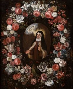 St Theresa I Blomkrans. Panna 28 X 22,5 Cm