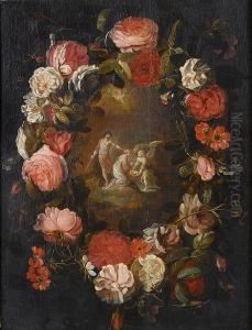 The Martyrdom Of Saint Dorothea, Within A Garland Of Roses by Daniel Seghers