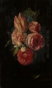 A Tulip, Carnations, A Rose And
Other Flowers In A Glass Vase; And Peonies, Convulvulus And Other
Flowers In A Glass Vase On A Ledge by Daniel Seghers
