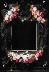 Guirlande De Fleurs Autour D'un Miroir Central Guirlande De Fleurs Autour D'un Miroir Central