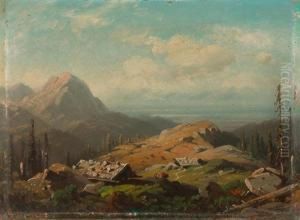 Gebirgslandschaft Mit Alm.