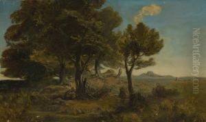 Rastende Bauern In Sudlicher Kustenlandschaft. by August Seidel