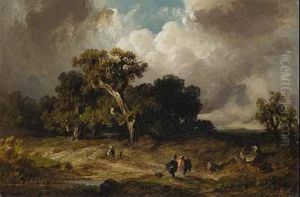 Landschaft Mit Aufziehendem Gewitter.