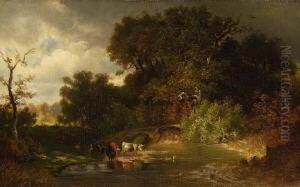 Kuhe Am Wasser. by August Seidel