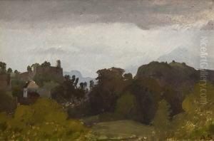 Vorgebirgslandschaft Mit
 Mauerruine.