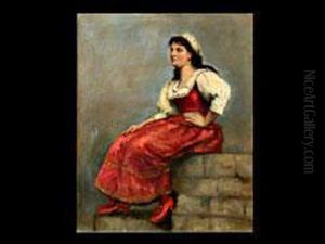 Junge Italienerin An Einer Mauer by Alfred Seifert