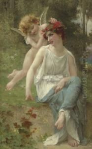Cupid Adorning A Young Maiden by Guillaume Seignac