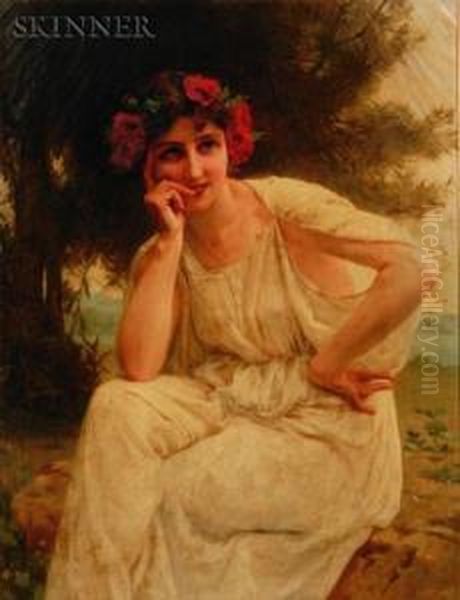 Woman With Red Floral Wreath - view 1
