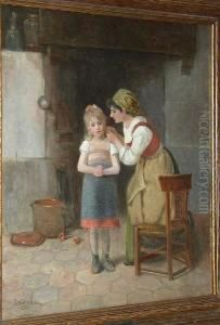 A Mother Braiding Her Daughter's Hair by Paul Seignac