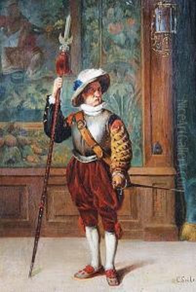 A Halberded Guard Inside A Castle - view 1