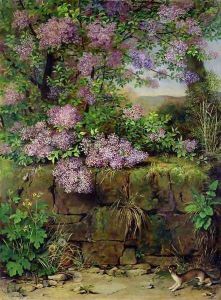 Blooming Lilacs in front of a Wall by Emilie von der Embde