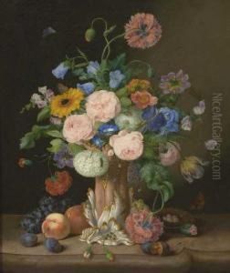 Groses Stillleben Mit Blumen In Porzellanvase