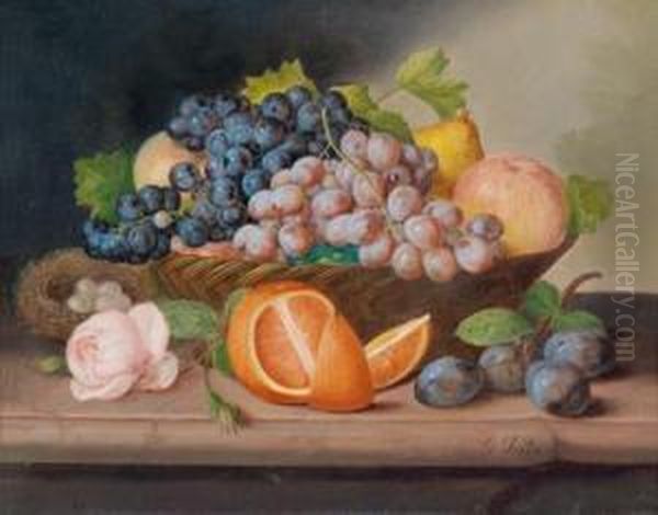 Fruchtestillleben Mit Rose Und Vogelnest - view 1
