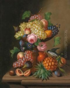 Still Life Of Fruit With Pineapple by Georg (Johann G.) Seitz