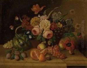 Stillleben Mit Blumenkorb Undfruchten by Georg (Johann G.) Seitz