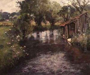 Wash house on the banks of the Lunain by Frederick Charles Vipont Ede