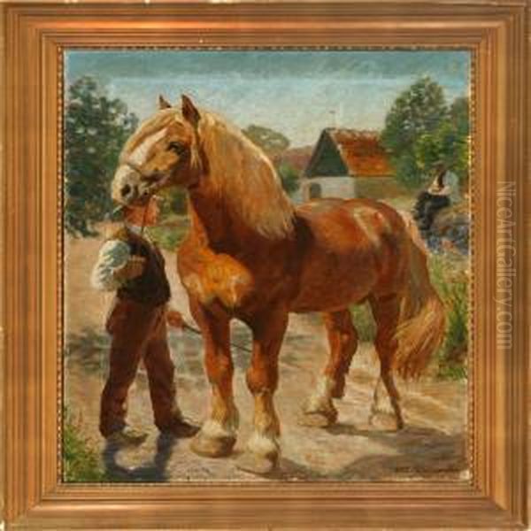 Stableman With A Work Horse - view 1