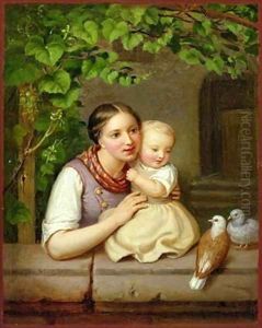 Mother with Child and Two Doves by August von der Embde