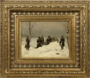 Blick Auf Eine Gruppe Von
Artillerie-soldaten An Einem Kleinen Hinterlader-geschutz. In Seiner
Feinmalerischen Auffassung Typisches Werk Des Bedeutenden Dusseldorfer
Militarmalers, Der Bei Theodor Hildebrand Und Wilhelm Schadow
Ausgebildet, Bevorz by Christian I Sell