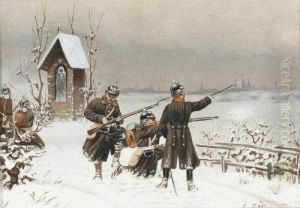 Preussische Soldaten Bei Einem Feuergefecht. by Christian I Sell