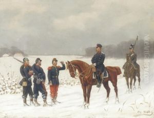 Begegnung Auf Verschneitem Weg